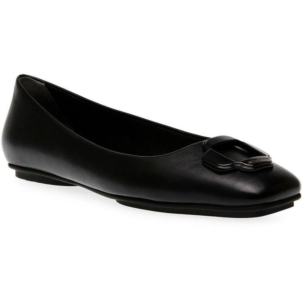 Anne Klein Black Leather Flats Sleek Design
